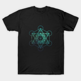 Metatron's Cube - Galactic Green T-Shirt